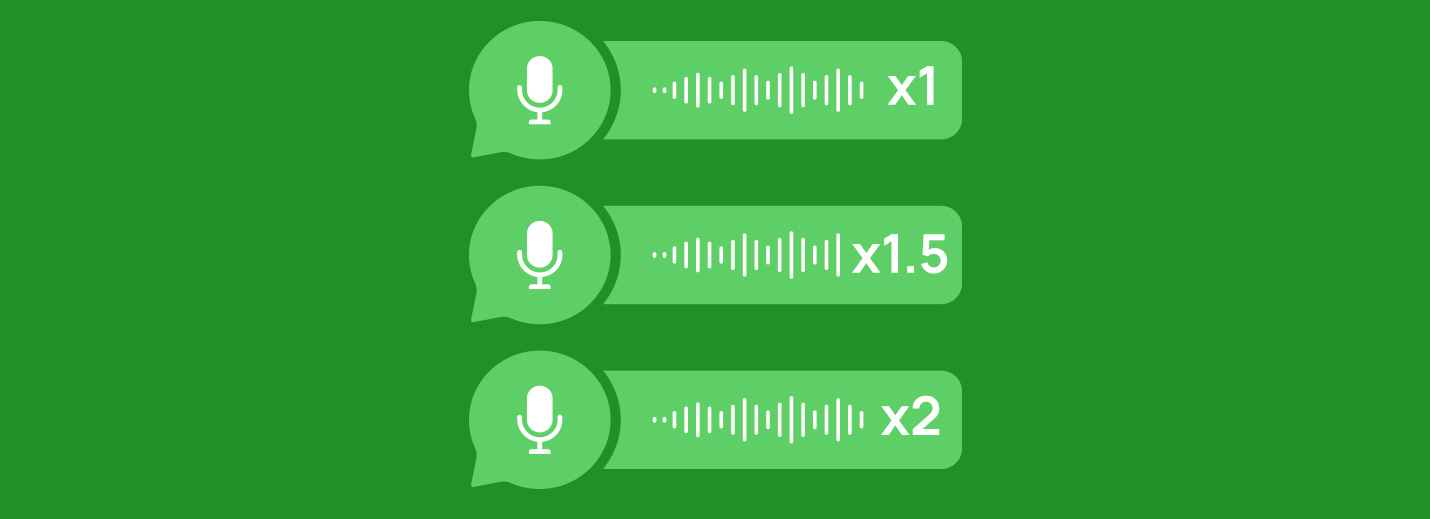 Íconos de Audios de WhatsApp Mostrando las Tres Nuevas Velocidades