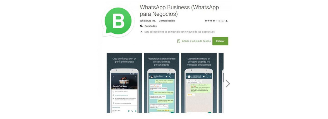 Captura de Pantalla de Presentación de WhatsApp Business en Play Store